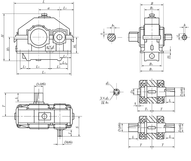 JPT型渐开线圆柱齿轮减速机型式及尺寸（JB/T10244-2001）