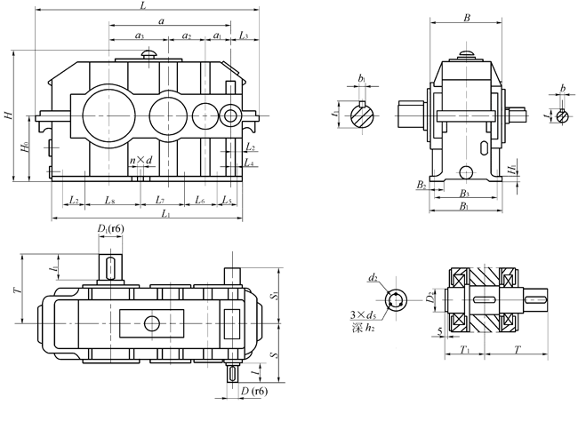 JPT型渐开线圆柱齿轮减速机型式及尺寸（JB/T10244-2001）